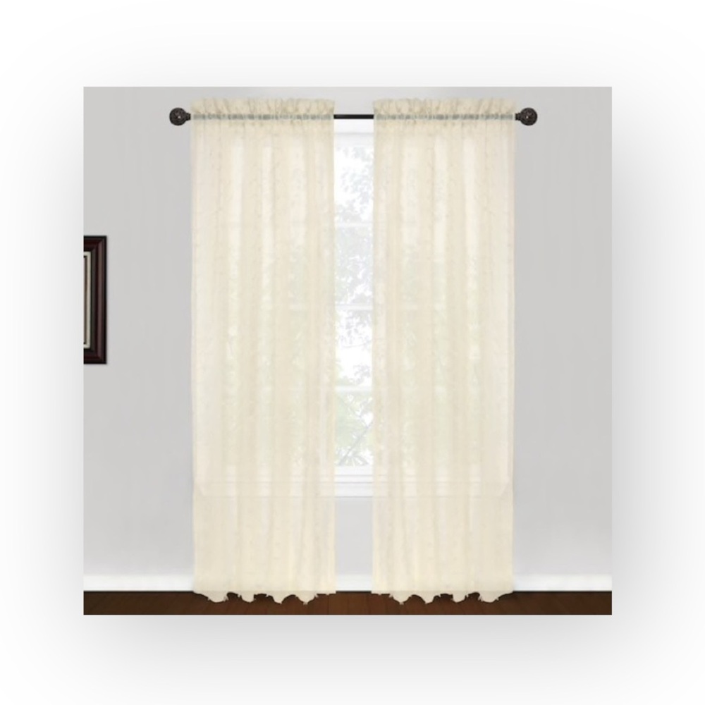 new Boho Chic ✶ Set 2 Rod Pocket Panel Curtains ✶ Semi Sheer Natural ✶ 40” x 84” - Picture 12 of 15